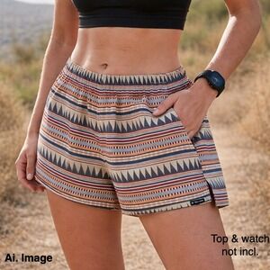 Patagonia Barely Baggies Shorts 2" Women M Tribal Print Gorpcore Beach Trail